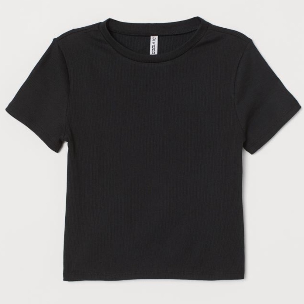 Divided Ribbed Short Sleeve Mock Neck Crop Top